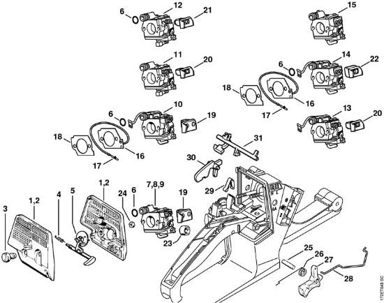 Moto-serras a gasolina (MS) MS 260 Filtro de ar, Accionamento de gás da marca Stihl