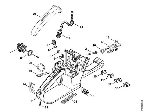Moto-serras a gasolina (MS) MS 260 C-B Caixa do tanque da marca Stihl
