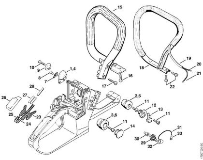 Moto-serras a gasolina (MS) MS 260 C-B W Sistema anti-vibratório, Tubo do punho da marca Stihl