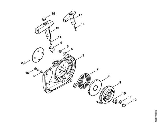 Moto-serras a gasolina (MS) MS 260-DW Dispositivo de arranque da marca Stihl