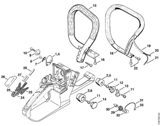 Moto-serras a gasolina (MS) MS 260-DW Sistema anti-vibratório, Tubo do punho da marca Stihl