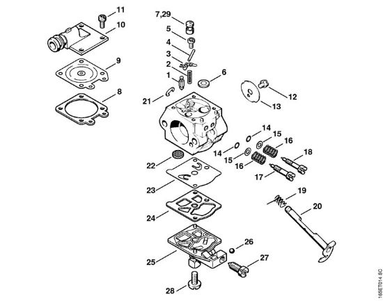 Moto-serras a gasolina (MS) MS 260-W Carburador WT-426   1 62 154 675, 2 62 187 361 (07.2004) da marca Stihl