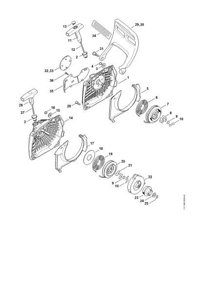 Imagem de Dispositivo de arranque, Protecção da mão MS 261 C-BE
