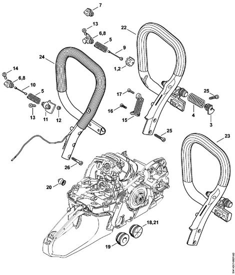 Moto-serras a gasolina (MS) MS 261 C-BM Sistema anti-vibratório, Tubo do punho da marca Stihl