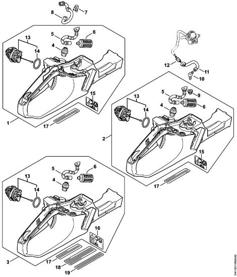 Moto-serras a gasolina (MS) MS 261-VW Caixa do tanque da marca Stihl