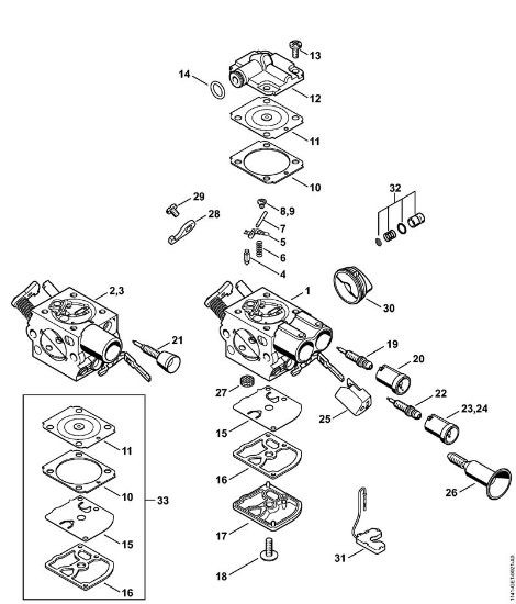 Moto-serras a gasolina (MS) MS 261-VW Carburador C1Q-S254, C1Q-S213, C1Q-S180 da marca Stihl