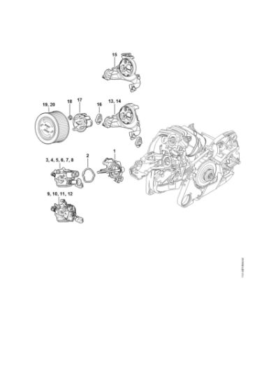Imagem de Suporte do carburador, Filtro de ar MS 261-VW