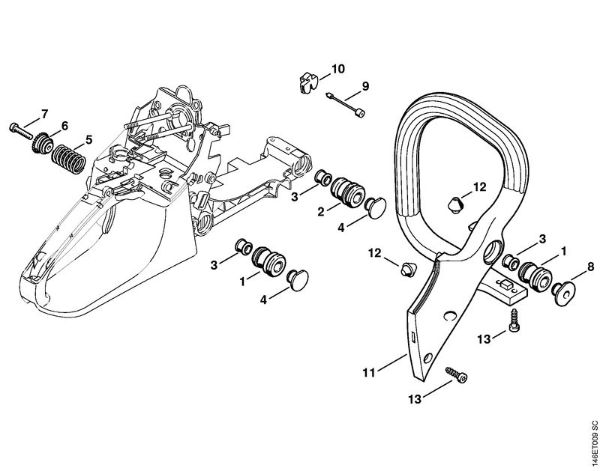Moto-serras a gasolina (MS) MS 270 Sistema anti-vibratório, Tubo do punho da marca Stihl