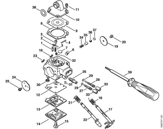 Moto-serras a gasolina (MS) MS 270 C-B Carburador HD-33 da marca Stihl