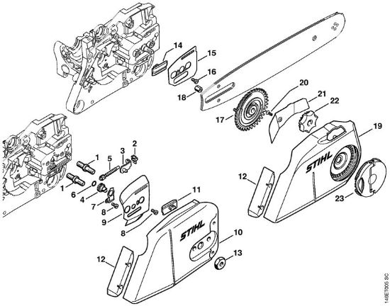 Moto-serras a gasolina (MS) MS 270 C-B Dispositivo tensor da corrente da marca Stihl