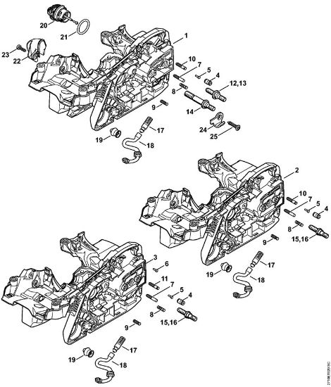 Moto-serras a gasolina (MS) MS 271 C-BE Cárter do motor da marca Stihl