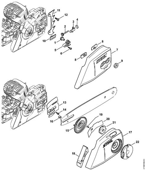 Moto-serras a gasolina (MS) MS 271 C-BE Dispositivo tensor da corrente, Tampa do carreto da marca Stihl