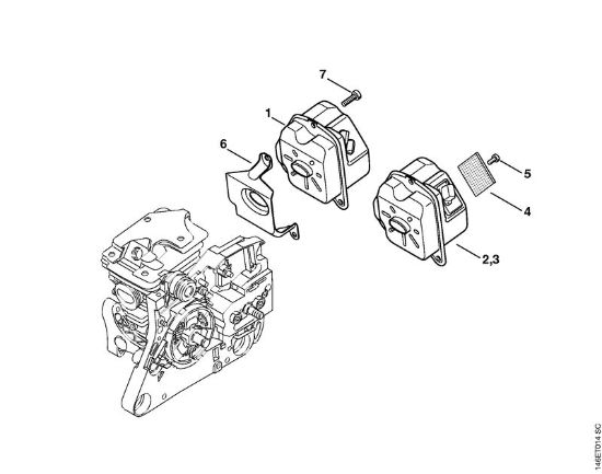 Moto-serras a gasolina (MS) MS 280 Silenciador da marca Stihl