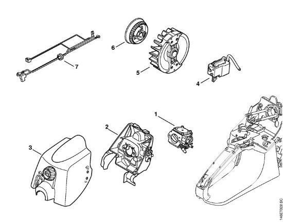 Moto-serras a gasolina (MS) MS 280 C-BQ Sistema de ignição (Controlo inteligente do motor) da marca Stihl