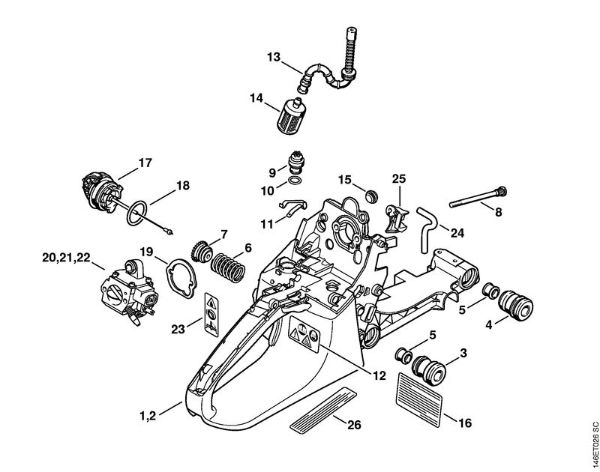 Moto-serras a gasolina (MS) MS 280 C-BQ Z Caixa do tanque da marca Stihl