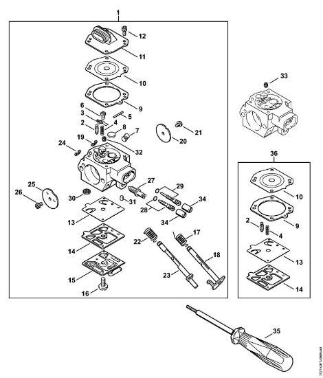 Moto-serras a gasolina (MS) MS 290 Carburador HD-18 da marca Stihl