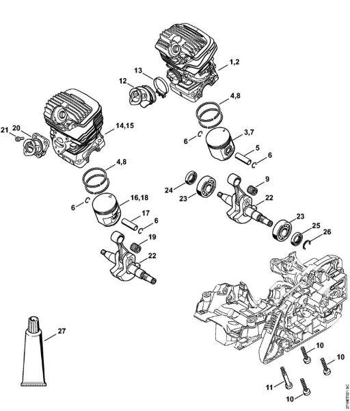 Moto-serras a gasolina (MS) MS 291 C-BE Cilindro da marca Stihl