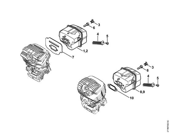 Moto-serras a gasolina (MS) MS 291 C-BE Silenciador da marca Stihl