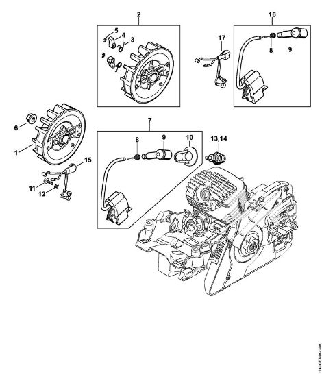 Moto-serras a gasolina (MS) MS 291 C-BE Sistema de ignição, Cablagem préformada da marca Stihl