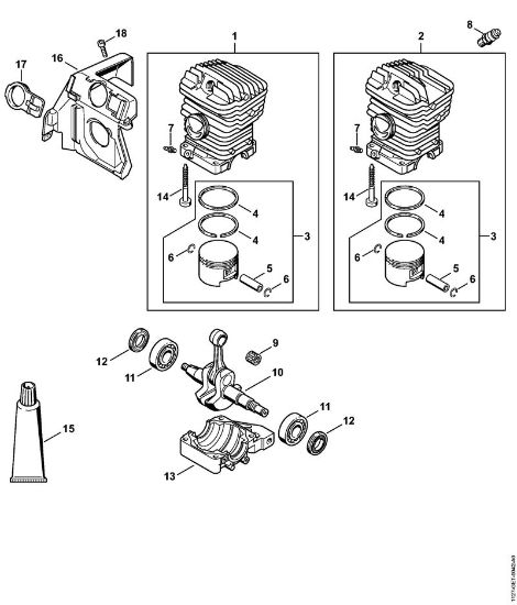 Moto-serras a gasolina (MS) MS 310 Cilindro da marca Stihl