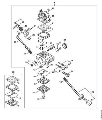 Moto-serras a gasolina (MS) MS 311 Carburador WTE-16 da marca Stihl