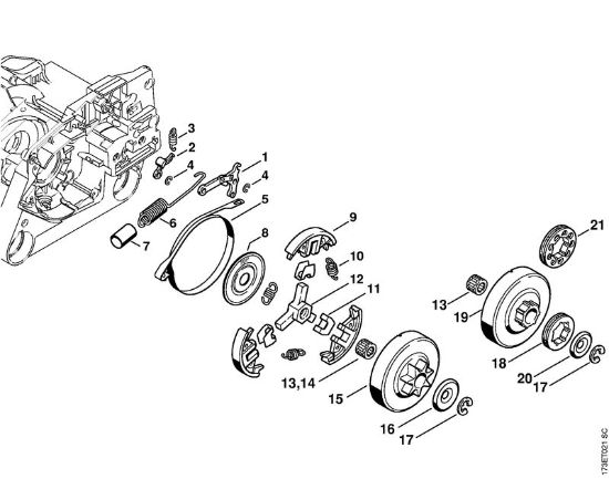 Moto-serras a gasolina (MS) MS 340 Freio da corrente, Embreagem da marca Stihl