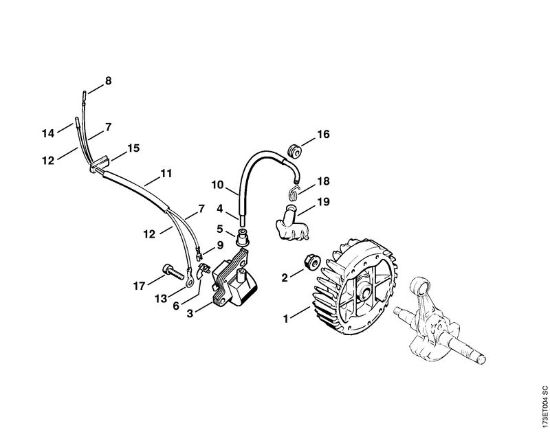 Moto-serras a gasolina (MS) MS 340 Sistema de ignição da marca Stihl