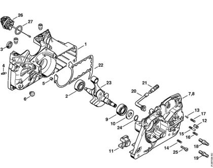 Moto-serras a gasolina (MS) MS 341 Caixa da cambota da marca Stihl