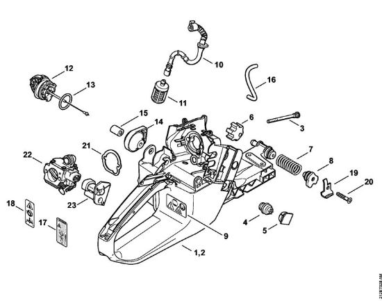 Moto-serras a gasolina (MS) MS 341 Caixa do tanque da marca Stihl