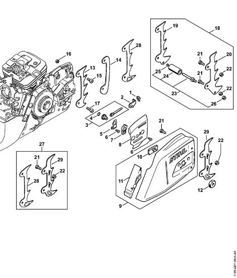 Moto-serras a gasolina (MS) MS 341 Dispositivo tensor da corrente da marca Stihl