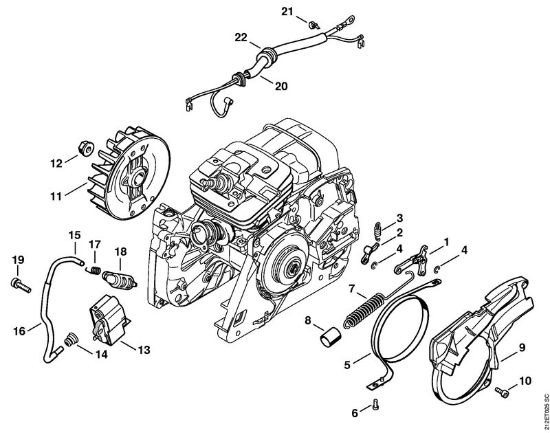 Moto-serras a gasolina (MS) MS 341 Freio da corrente, Sistema de ignição da marca Stihl