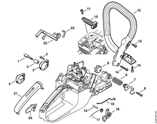 Moto-serras a gasolina (MS) MS 341 Sistema anti-vibratório, Accionamento de gás da marca Stihl