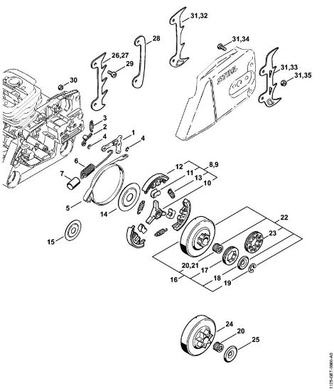 Moto-serras a gasolina (MS) MS 360 Freio da corrente, Embreagem da marca Stihl