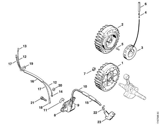 Moto-serras a gasolina (MS) MS 360 Sistema de ignição da marca Stihl