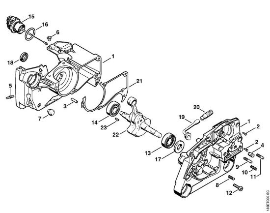 Moto-serras a gasolina (MS) MS 360 C Caixa da cambota da marca Stihl