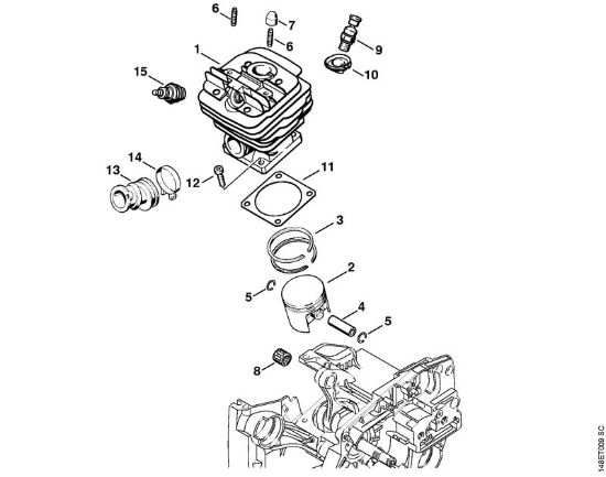 Moto-serras a gasolina (MS) MS 360 C Cilindro da marca Stihl