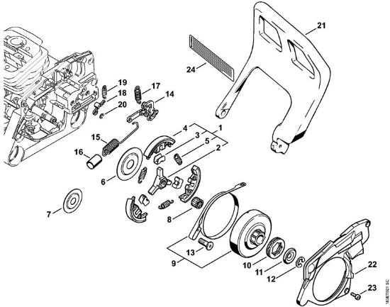 Moto-serras a gasolina (MS) MS 360 C Freio da corrente, Embreagem da marca Stihl