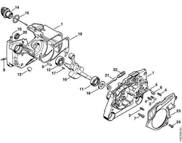 Moto-serras a gasolina (MS) MS 360 WVH Caixa da cambota da marca Stihl