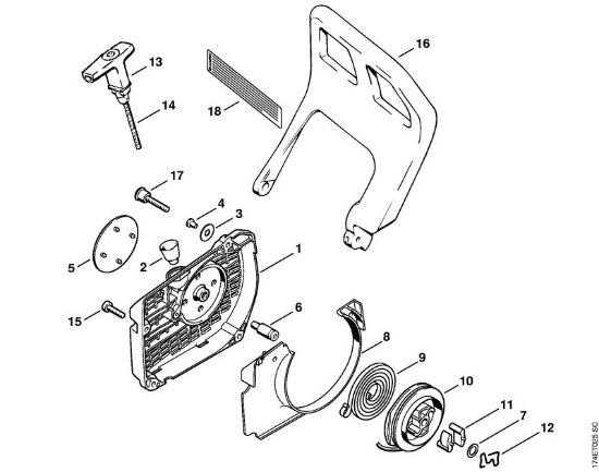 Moto-serras a gasolina (MS) MS 360 WVH Dispositivo de arranque da marca Stihl
