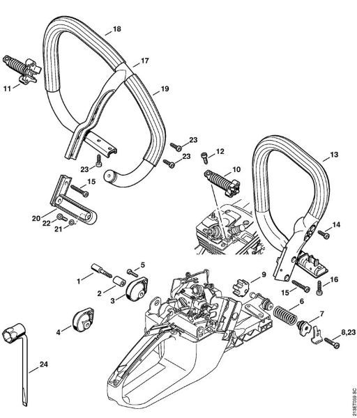 Moto-serras a gasolina (MS) MS 361 C-B Sistema anti-vibratório, Tubo do punho da marca Stihl