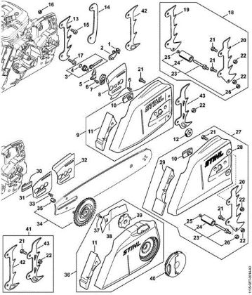 Moto-serras a gasolina (MS) MS 361 C-BQ Dispositivo tensor da corrente da marca Stihl