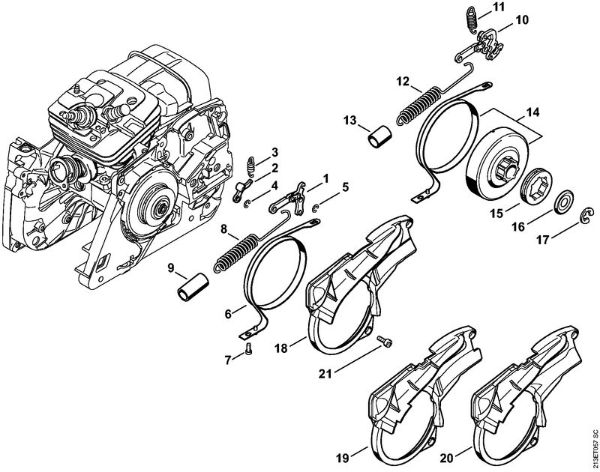 Moto-serras a gasolina (MS) MS 361 C-BQ Freio da corrente da marca Stihl