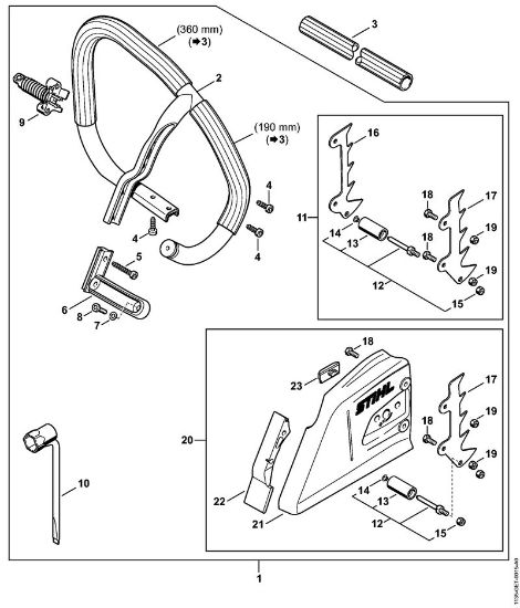 Moto-serras a gasolina (MS) MS 361 C-Q Jogo tubo do punho circular da marca Stihl