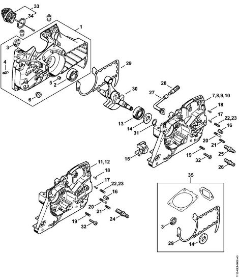 Moto-serras a gasolina (MS) MS 361-VW Caixa da cambota da marca Stihl