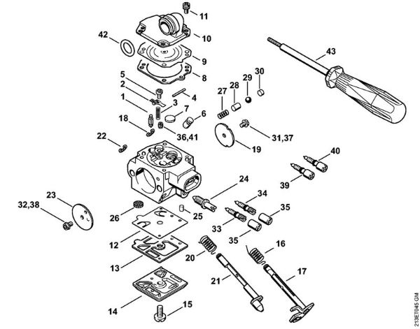 Moto-serras a gasolina (MS) MS 361-VW Carburador HD-34, HD-46 da marca Stihl