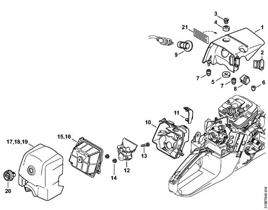 Moto-serras a gasolina (MS) MS 361-VW Cobertura, Filtro de ar da marca Stihl