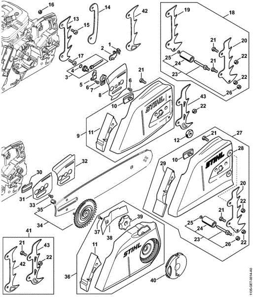 Moto-serras a gasolina (MS) MS 361-VW Dispositivo tensor da corrente da marca Stihl