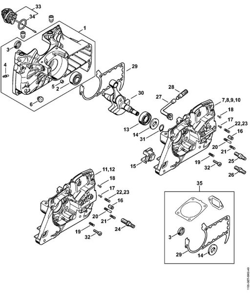 Moto-serras a gasolina (MS) MS 361-W Caixa da cambota da marca Stihl
