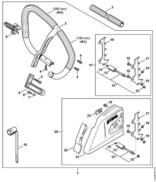 Moto-serras a gasolina (MS) MS 361-W Jogo tubo do punho circular da marca Stihl