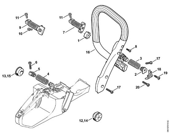 Moto-serras a gasolina (MS) MS 362 Sistema anti-vibratório, Tubo do punho da marca Stihl